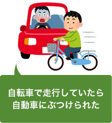 自転車で走っていたら車にぶつけられた